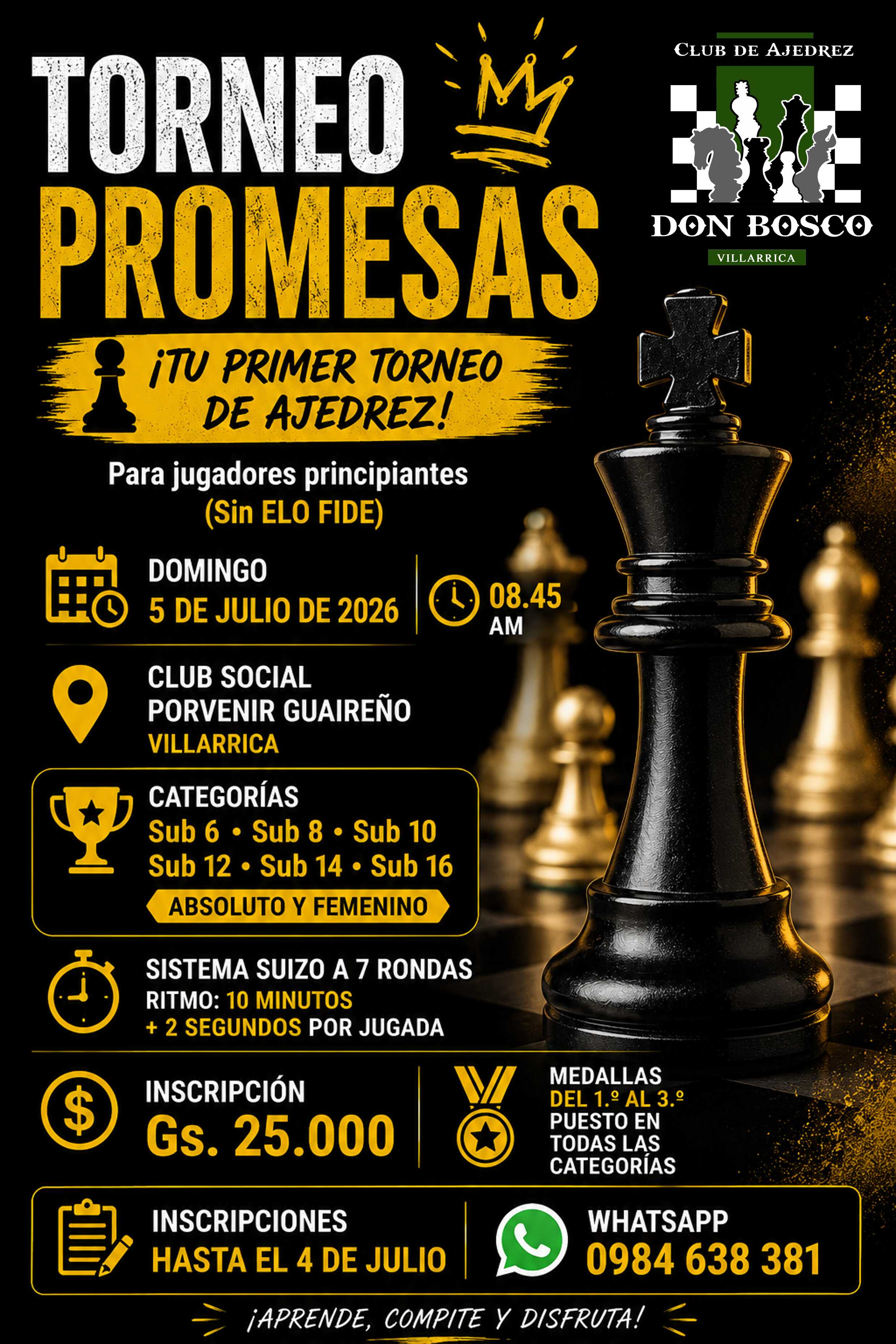 Torneo Promesas 2026: tu primer torneo de ajedrez en Villarrica